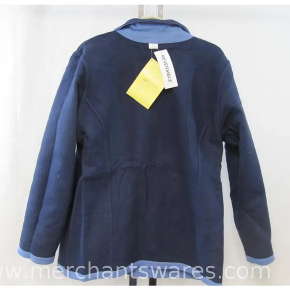 NWT-Denim & Co REVERSIBLE Double Face Flannel Zipfront Jacket XL Dark Chambray - Picture 3 of 6